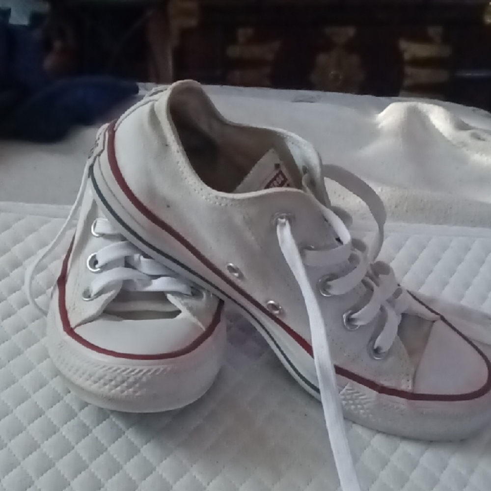 Converse White Sneakers with Red Accents